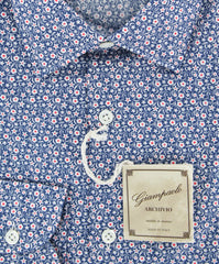 Giampaolo Navy Blue Floral Shirt - Extra Slim - (608GP-TS1764-70) - Parent