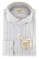 Giampaolo Light Brown Striped Shirt - Extra Slim - 15.5/39 - (618GP2523-65)