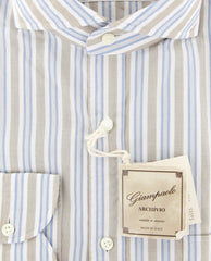 Giampaolo Light Brown Striped Shirt - Extra Slim - (618GP2523-65) - Parent