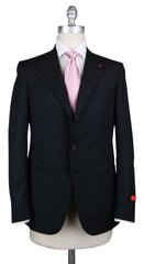 Isaia Black Wool Striped Suit - 36/46 - (IS4309A990)