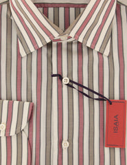 Isaia Red Striped Cotton Shirt - Slim - (WL) - Parent