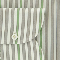 Isaia Light Gray Striped Cotton Shirt - Slim - (20) - Parent