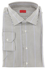 Isaia Light Brown Striped Cotton Shirt - Slim - 16.5/42 - (358)
