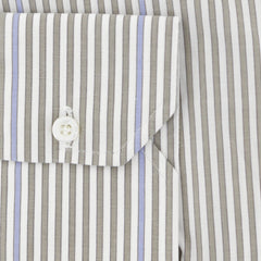 Isaia Light Brown Striped Cotton Shirt - Slim - (358) - Parent
