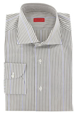Isaia Light Brown Striped Cotton Shirt - Slim - 15.75/40 - (357)