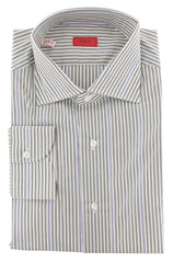 Isaia Light Brown Striped Cotton Shirt - Slim - 16.5/42 - (355)