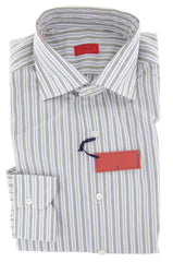 Isaia Light Brown Striped Cotton Shirt - Slim - 15.75/40 - (1Z)