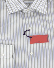 Isaia Light Brown Striped Cotton Shirt - Slim - (1Z) - Parent