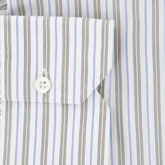Isaia Light Brown Striped Cotton Shirt - Slim - (1Z) - Parent