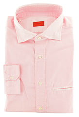 Isaia Pink Micro-Houndstooth Cotton Shirt - Extra Slim - 16/41 - (254)