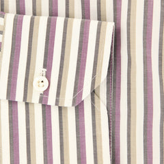 Isaia Purple Striped Cotton Shirt - Slim - (JU) - Parent