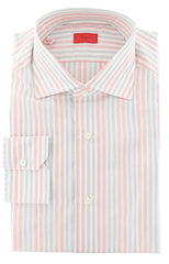 Isaia Pink Striped Cotton Shirt - Slim - 15.75/40 - (383)