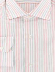 Isaia Pink Striped Cotton Shirt - Slim - (383) - Parent