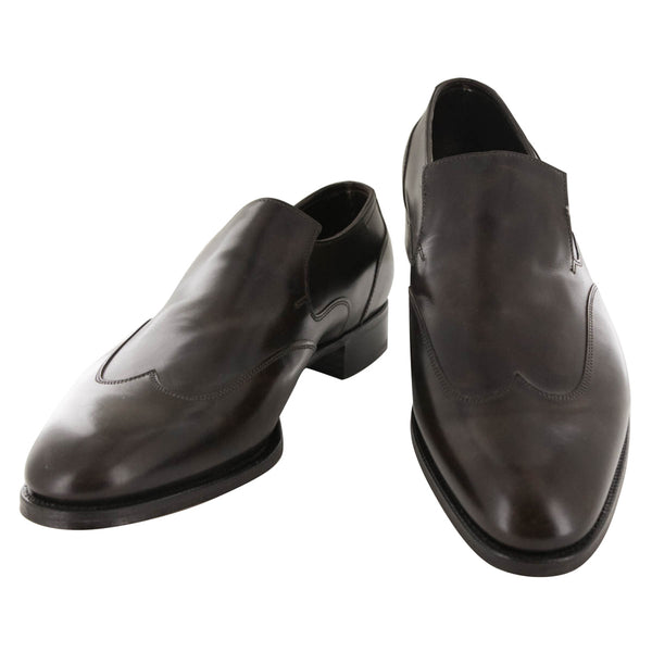 John Lobb Dark Brown Calf Leather Wingtip Loafers - (526) - Parent