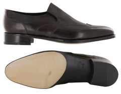 John Lobb Dark Brown Calf Leather Wingtip Loafers - (526) - Parent
