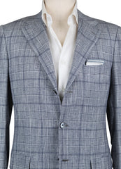 Kiton Blue Cashmere Blend Plaid Sportcoat - (GU3BWSLIBLU) - Parent