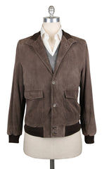 Kiton Brown Leather Solid Jacket - 40/50 - (JKTLHBRNSLDX10)