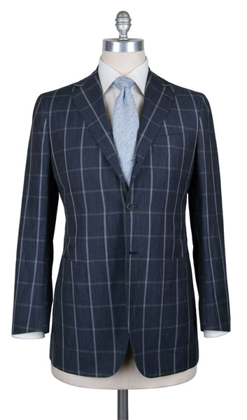 Kiton Gray Wool Blend Window Pane Suit - (UA896D0731) - Parent