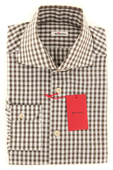Kiton Brown Check Shirt - Slim - S/S - (KTUCM-H430108MBA1)