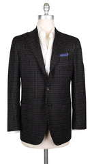 Kiton Dark Brown Wool Blend Check Sportcoat - 46/56 - (594)