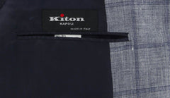 Kiton Navy Blue Window Pane Sportcoat - (UG896D1313R7) - Parent