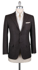 Kiton Dark Brown Wool Blend Nail Head Sportcoat - (KT1010178) - Parent