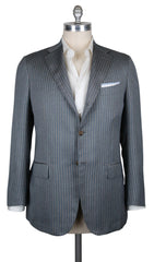 Kiton Gray Cashmere Blend Striped Sportcoat - 44/54 - (UG906F004R7)