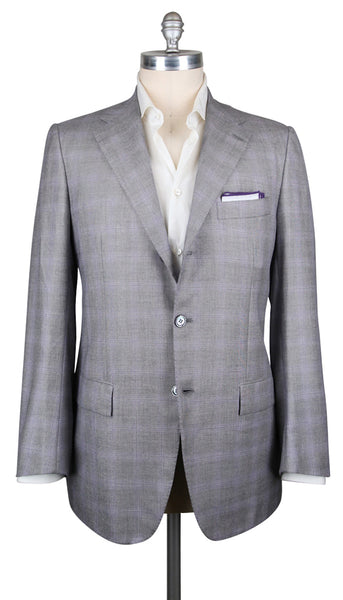 Kiton Light Gray Cashmere Fancy Sportcoat - (KT36B1768R7) - Parent