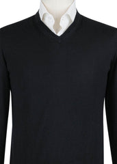 Kiton Black Cashmere Blend V-Neck Sweater - (782) - Parent