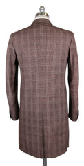 Kiton Brown Cotton Plaid Coat - Size M (US) / 50 (EU) - (USCPRC7G2405)