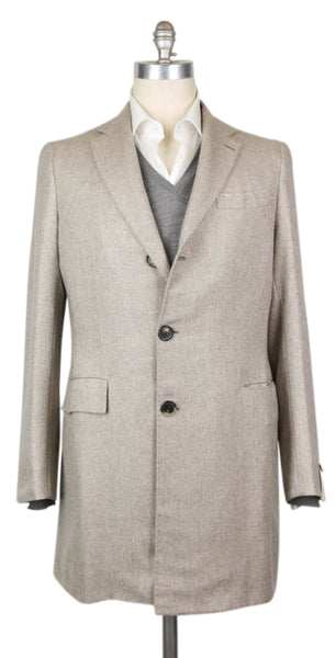 Luigi Borrelli Light Brown Cashmere Solid Coat -  40/50 - (26295)