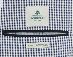 Luigi Borrelli Navy Blue Silk Check Sportcoat -  40/50 - (B3221674)