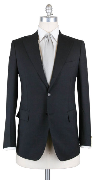 Luigi Borrelli Black Wool Solid Suit - 46/56 - (B9062541101LIPARI7L)