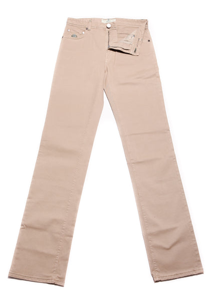 Luigi Borrelli Beige Solid Cotton Blend Pants - Slim - (1017) - Parent