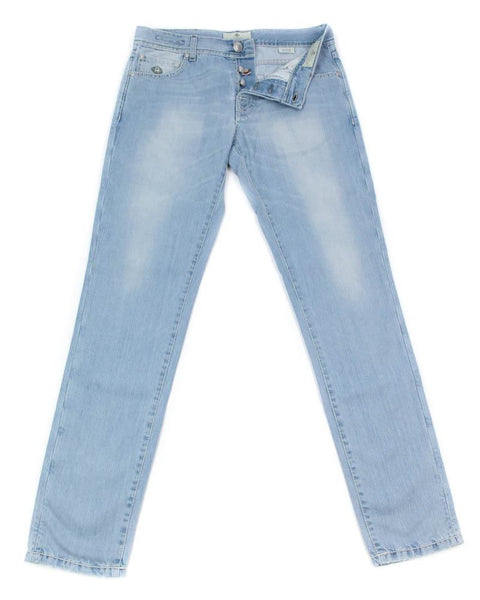 New $425 Luigi Borrelli Denim Blue Jeans - Extra Slim - ��35/51 - (CAR03211646)