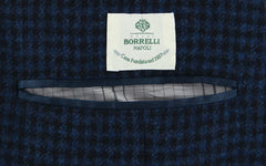 Luigi Borrelli Dark Blue Cashmere Check Coat - (LBCOAT213370) - Parent