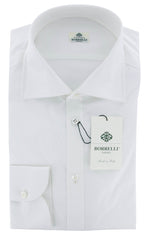 Luigi Borrelli White Solid Cotton Shirt - Slim - 17/43 - (RK)