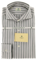 Borrelli Green Striped Shirt - Extra Slim - 15.5/39 - (EV1791HILL)