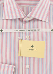 Luigi Borrelli Pink Striped Shirt - Extra Slim - 15.75/40 - (EV1815RIO)