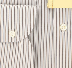 Luigi Borrelli Brown Striped Shirt - Extra Slim - 17/43 - (EV186NA35)