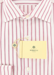 Luigi Borrelli Pink Striped Shirt - Extra Slim - 16.5/42 - (EV1878RIO)