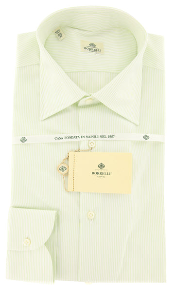 Borrelli Green Striped Shirt - Extra Slim - 15.75/40 - (EV2025QUINTO)