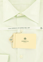 Borrelli Green Striped Shirt - Extra Slim - 15.75/40 - (EV2025QUINTO)