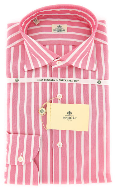 Borrelli Pink Striped Shirt - Extra Slim - 15.75/40 - (EV20440GIANNI)