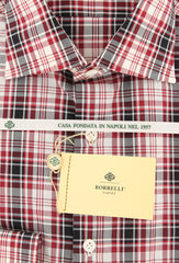 Luigi Borrelli Red Check Shirt - Extra Slim - 15.75/40 - (EV2330RIO)