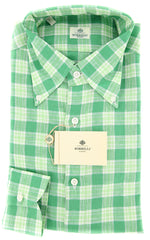 Luigi Borrelli Green Plaid Shirt - Extra Slim - 15/38 - (EV289LIVIO)