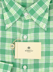 Luigi Borrelli Green Plaid Shirt - Extra Slim - 15/38 - (EV289LIVIO)