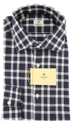 Luigi Borrelli Navy Blue Plaid Shirt - Extra Slim - 16/41 (EV41888IVOPT2)