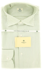 Borrelli Green Striped Shirt - Extra Slim - 17/43 - (EV461LGIANNI)