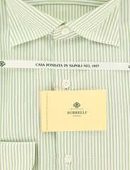 Borrelli Green Striped Shirt - Extra Slim - 17/43 - (EV461LGIANNI)